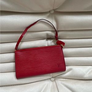 Louis Vuitton red Epi Pochette bag
